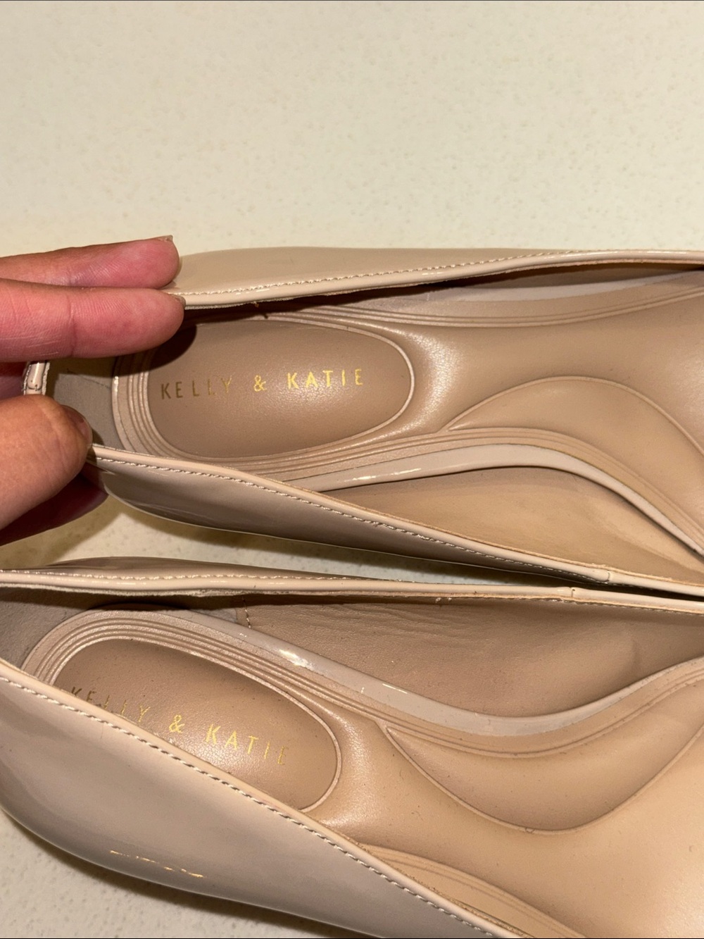 Kelly & Katie Nude Pointed-Toe Low Heel Pumps - Picture 3 of 6